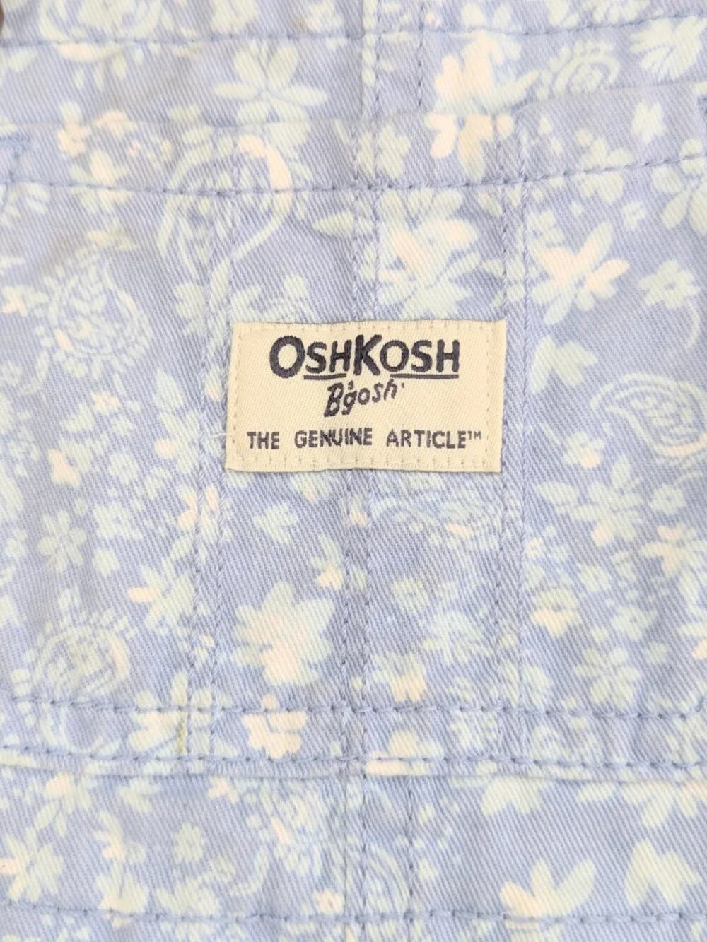 OshKosh B'gosh Girls (Size 3) Blue & White Floral Tiered Bib/Overall-Style Dress